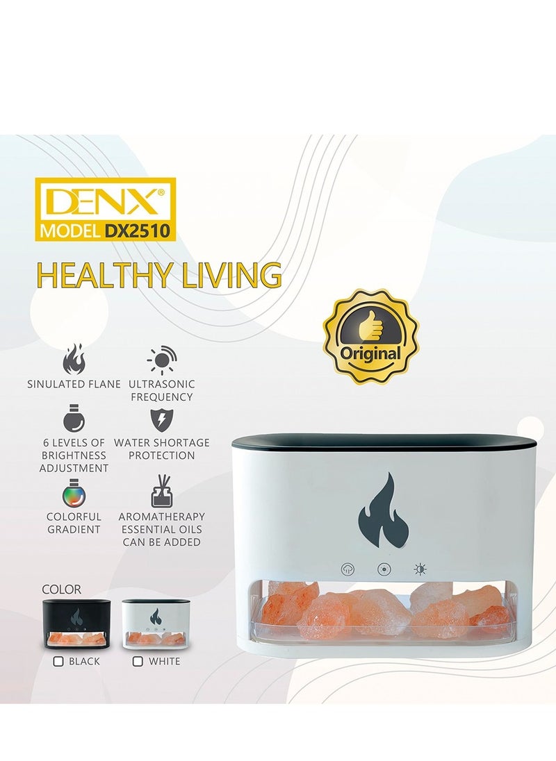 Denx - DENX Humidifier Air freshener diffuser, Fire style humidifier, Himalayan Salt Flame Effect Diffuser for Signature Lighting, Electric Flame Aroma Diffuser, Steam Air Freshener With a Capacity of 250 ml For Purification, DX2510 - Image 1
