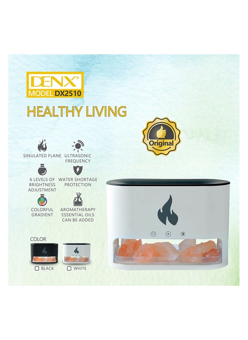 Denx - DENX Humidifier Air freshener diffuser, Fire style humidifier, Himalayan Salt Flame Effect Diffuser for Signature Lighting, Electric Flame Aroma Diffuser, Steam Air Freshener With a Capacity of 250 ml For Purification, DX2510 - Image 1