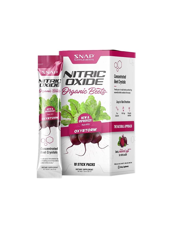 SNAP SUPPLEMENTS Nitric Oxide Organic Beets made with Oxystorm Support Blood Pressure, Circulation Superfood, Heart Health Beets 10 Stick Packs Dietary Supplement - Image 1