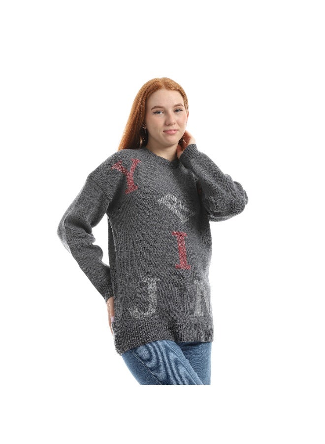 سيزار بلوفر حريمي صوف مزود بنقش حروف انجليزية - Image 4