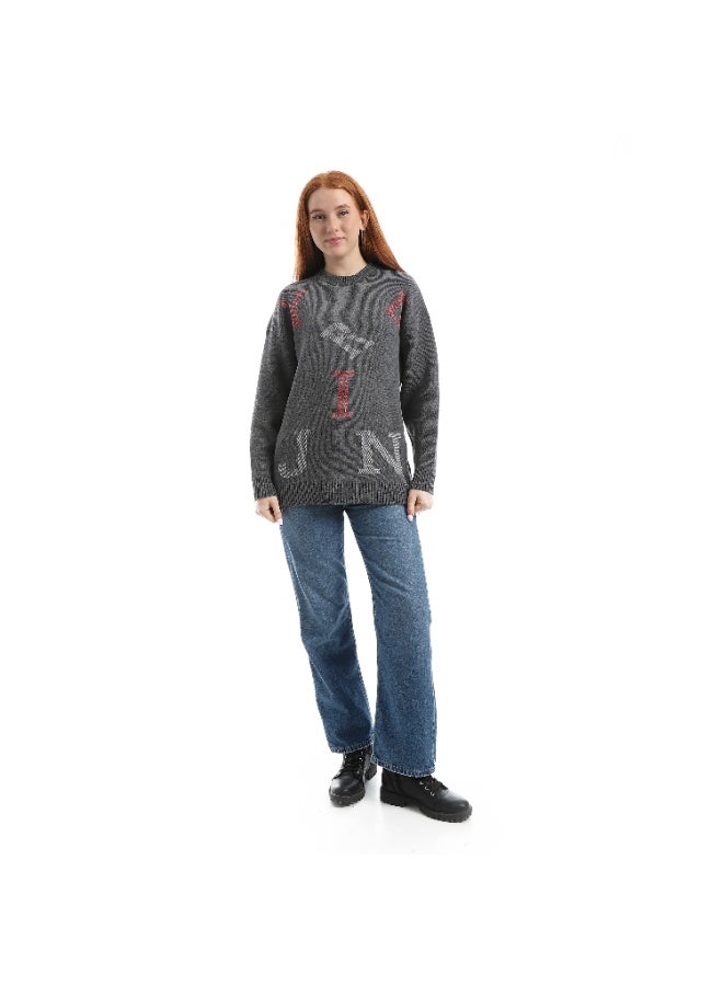 سيزار بلوفر حريمي صوف مزود بنقش حروف انجليزية - Image 5