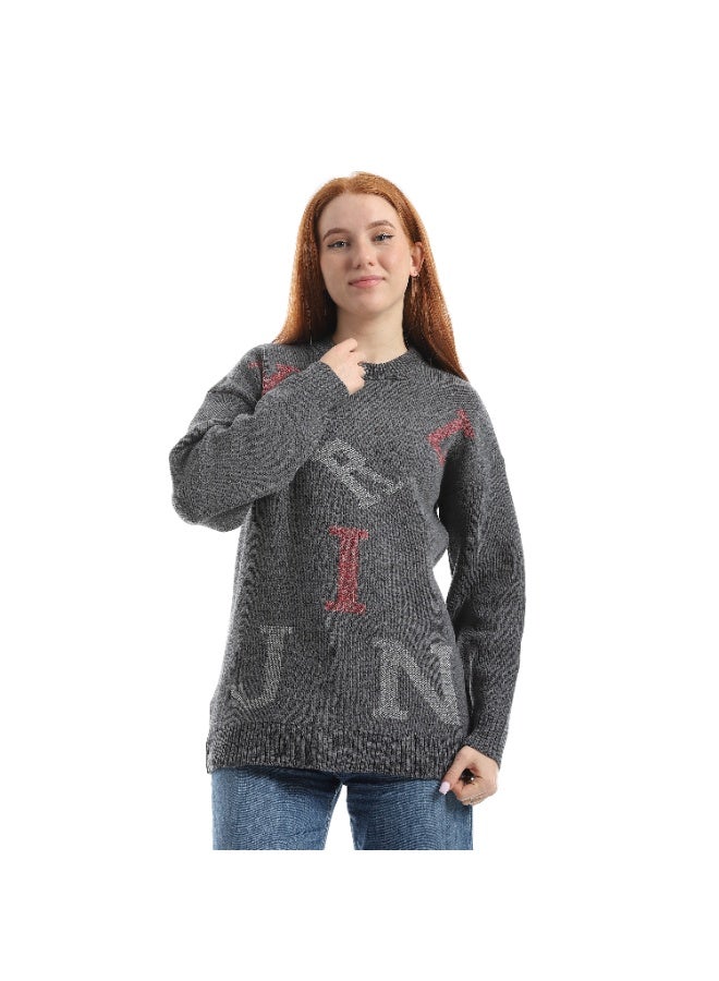 سيزار بلوفر حريمي صوف مزود بنقش حروف انجليزية - Image 1