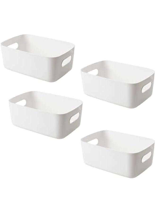 هوكور صناديق تخزين بلاستيكية من هوكور 4 قطع (30.5 × 20.2 × 12 سم) - حاويات تخزين قابلة للتكديس لتنظيم المؤن والخزانة والمطبخ والحمام على الرفوف والاحواض - Image 1