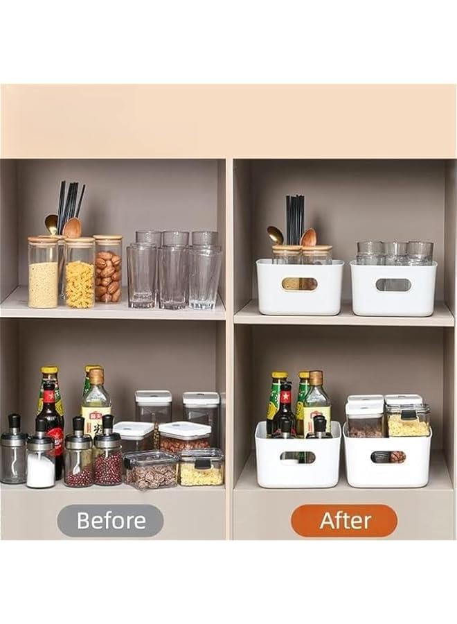 هوكور صناديق تخزين بلاستيكية من هوكور 4 قطع (30.5 × 20.2 × 12 سم) - حاويات تخزين قابلة للتكديس لتنظيم المؤن والخزانة والمطبخ والحمام على الرفوف والاحواض - Image 3