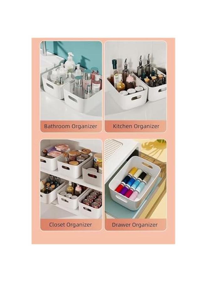 هوكور صناديق تخزين بلاستيكية من هوكور 4 قطع (30.5 × 20.2 × 12 سم) - حاويات تخزين قابلة للتكديس لتنظيم المؤن والخزانة والمطبخ والحمام على الرفوف والاحواض - Image 4