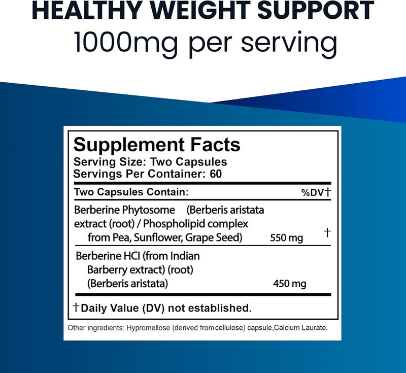 Ultimate Berberine Phytosome for Healthy Weight Management Metabolism  Gut Health  96X Absorption with Dual Action Formula  Immunity  Cholesterol Support  1000mg Clinically Proven Supplement - Image 2