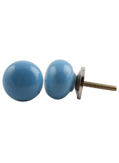 Indian-Shelf IndianShelf 2 Pieces Blue Solid Ceramic Drawer Knobs for Kitchen Cabinet Hardware Decorative Door Pulls Dresser Luxurious Artisians  - Image 1