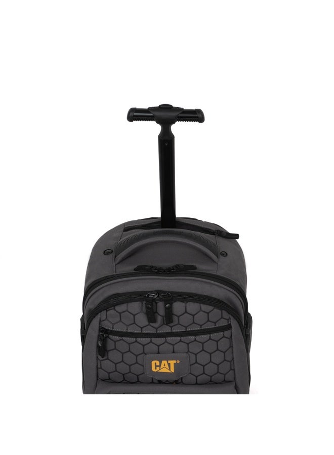 CATERPILLAR CAT رول روفر حقيبة ظهر بعجلات 2‑عجلة – 29.5 لتر، قسم للابتوب، بوليستر 600D/1680D، منقوشة بنمط خلية النحل - Image 3