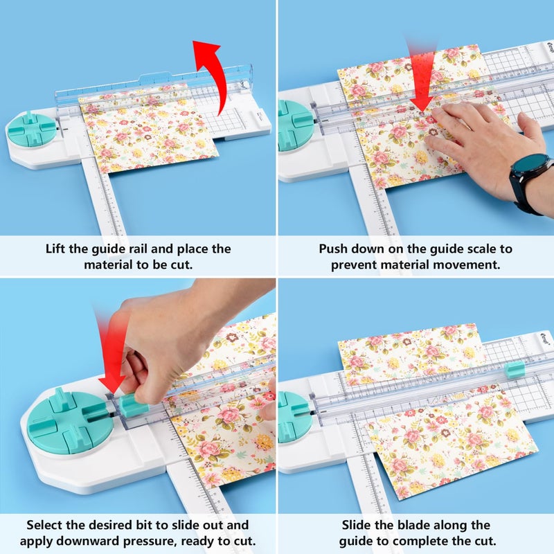 Ecraft 4-in-1 Paper Trimmer: 12" Craft Paper Cutter with Straight, Wavy, Dotted, Perforated & Creasing,Perfect for Cutting Cardstock, Coupons, Labels, Photos, Ideal Multi-Function Scrapbooking Tool - Image 5