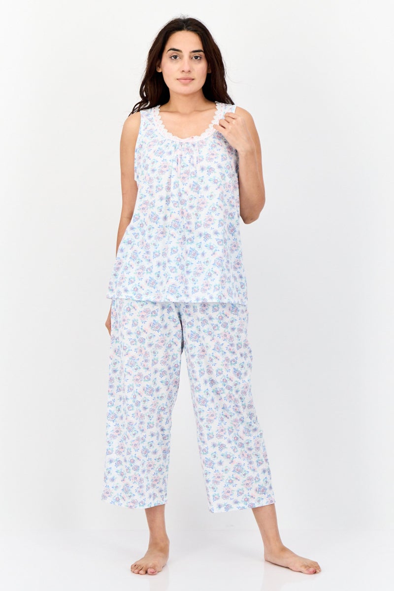 Celestial Dreams Women 2Pc Set Floral Print Pajama, Multicolor - Image 1