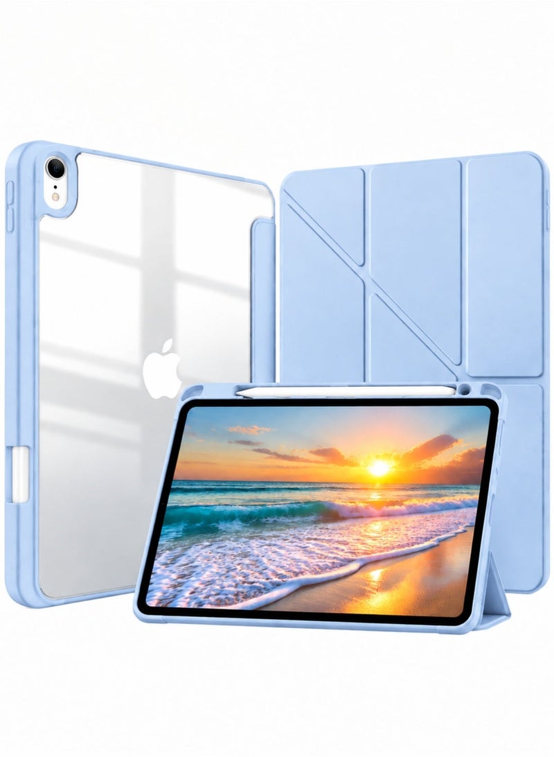 ELTRAZONE iPad 11th Generation Case (A16 2025) and iPad 10th 10.9 Inch Case With Pen Slot, iPad A16 Case Shockproof Y Folding Stand, Transparent Tpu Protective Case, iPad Cover With Flip Cover Stand Smart Wake-Up Blue - Image 1