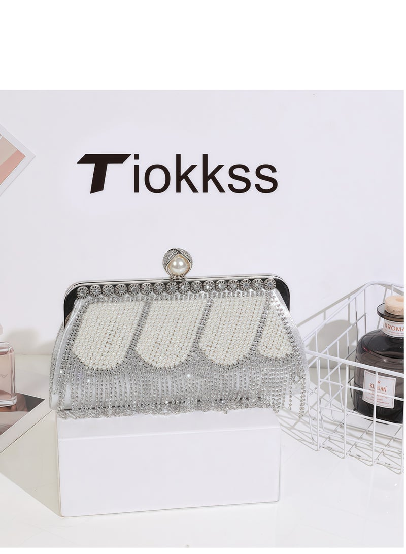 Tiokkss Elegant Fringe Evening Clutch for Women – Luxury Party Bag, Versatile Handheld Gala Purse​ - Image 1