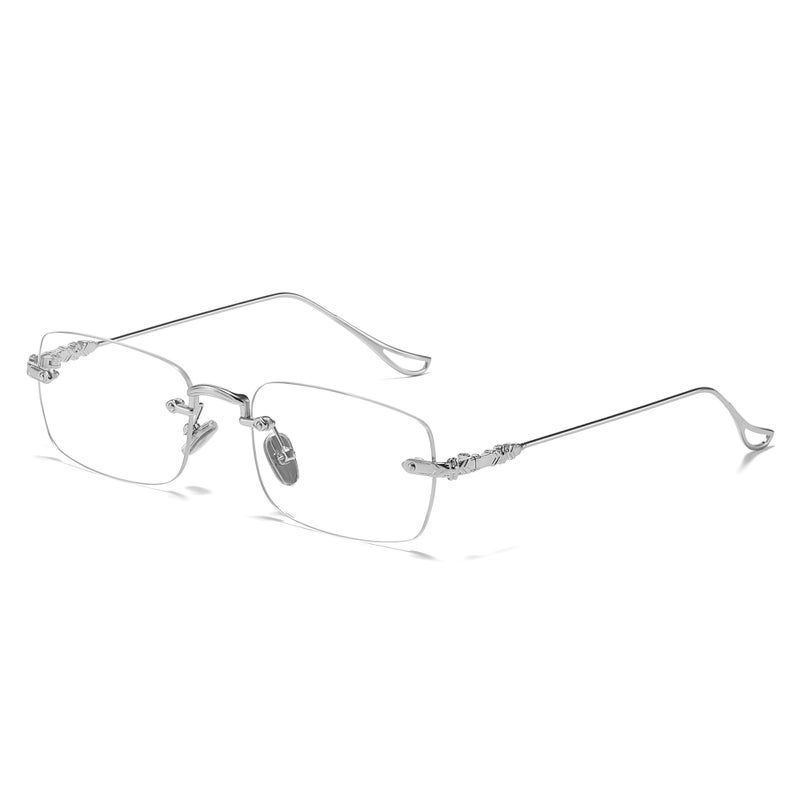 SODQW Rimless Blue Light GLasses for Women Office-Siren Bayonetta Non Prescription Metal Rectangle Frameless Eyewear - Image 1