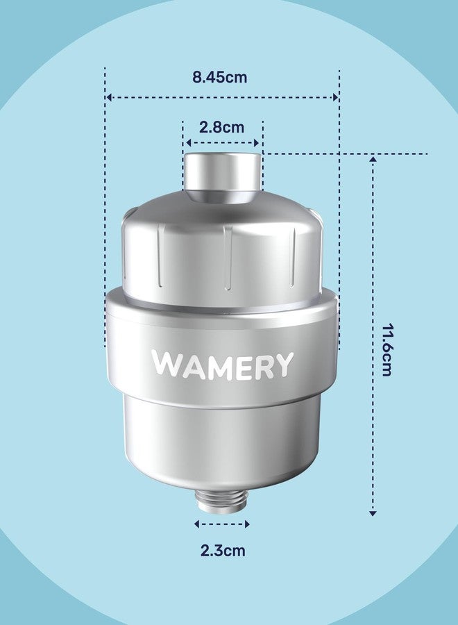Wamery Shower Head Filter for Hard Water - Alkaline Multi‑Stage Inline Filter, Helps Reduce Chlorine & Odors, Universal 1/2‑Inch Fit, Easy Install, Extra Cartridge Included, Chrome - Image 2