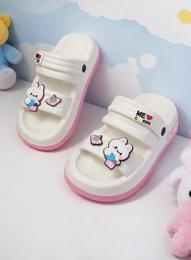 تايك تو Kids Pink Graphic Charms Slides
