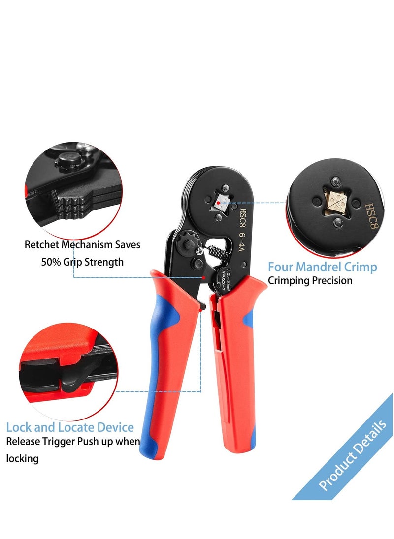 SYOSI Ferrule Crimping Tools Wire Pliers - 1250 PCS Wire Ferrules with Crimpers Pliers Kit for Electricians, Adjustable Ratchet Tools with Terminals Connectors 0.25-10 mm² AWG 23-7  - Image 3