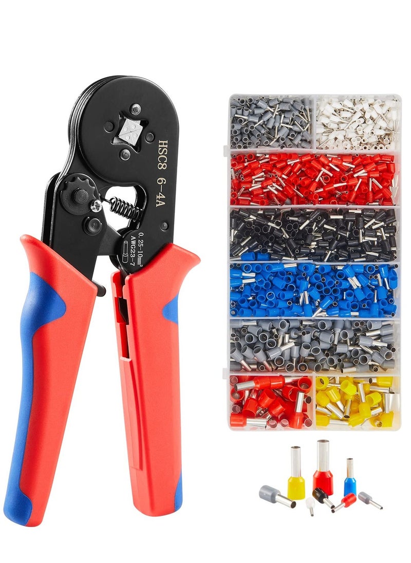 SYOSI Ferrule Crimping Tools Wire Pliers - 1250 PCS Wire Ferrules with Crimpers Pliers Kit for Electricians, Adjustable Ratchet Tools with Terminals Connectors 0.25-10 mm² AWG 23-7  - Image 1