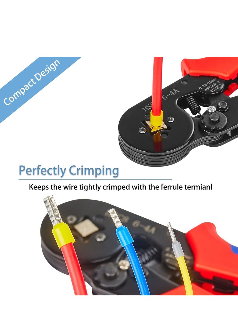 SYOSI Ferrule Crimping Tools Wire Pliers - 1250 PCS Wire Ferrules with Crimpers Pliers Kit for Electricians, Adjustable Ratchet Tools with Terminals Connectors 0.25-10 mm² AWG 23-7  - Image 4