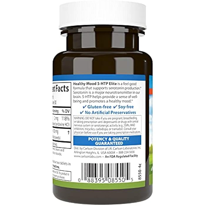 Carlson Healthy Mood 5-HTP Elite 100 mg with Vitamin B6 - Mood Support & Relaxation Supplement - Raspberry Chewable - 60 Tablets - Image 3