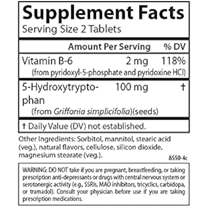 Carlson Healthy Mood 5-HTP Elite 100 mg with Vitamin B6 - Mood Support & Relaxation Supplement - Raspberry Chewable - 60 Tablets - Image 4
