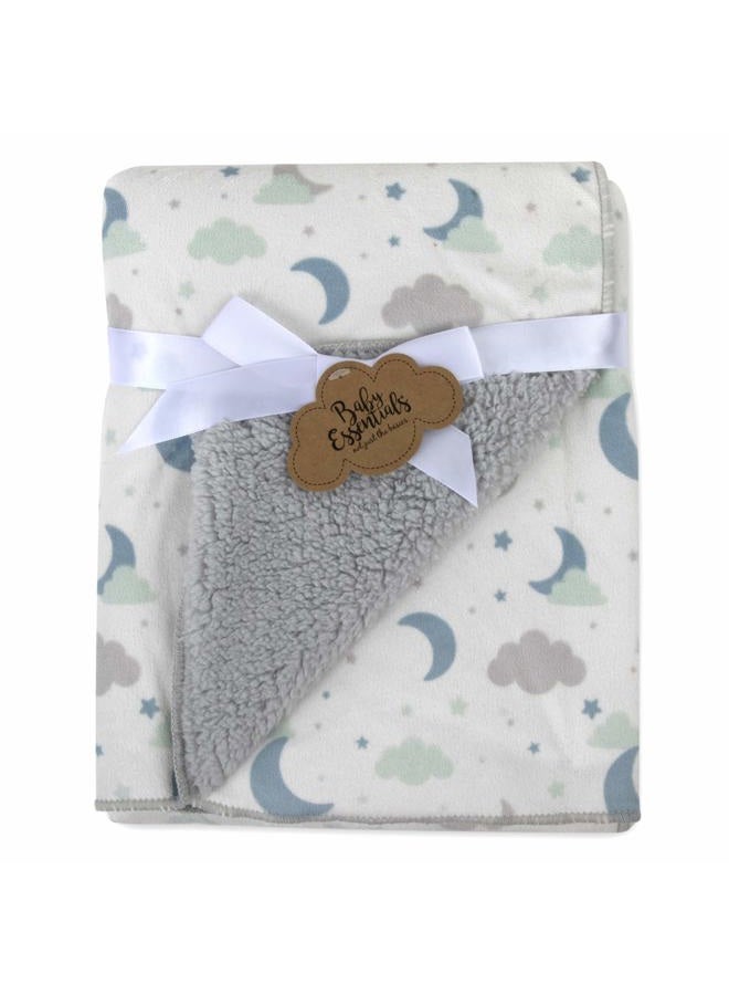 Baby Essentials Sherpa Fleece Blankets for Boys and Girls – Colorful, Reversible Blankets for Newborns, Infants, Toddlers, and Nursery (Celestial) - Image 1