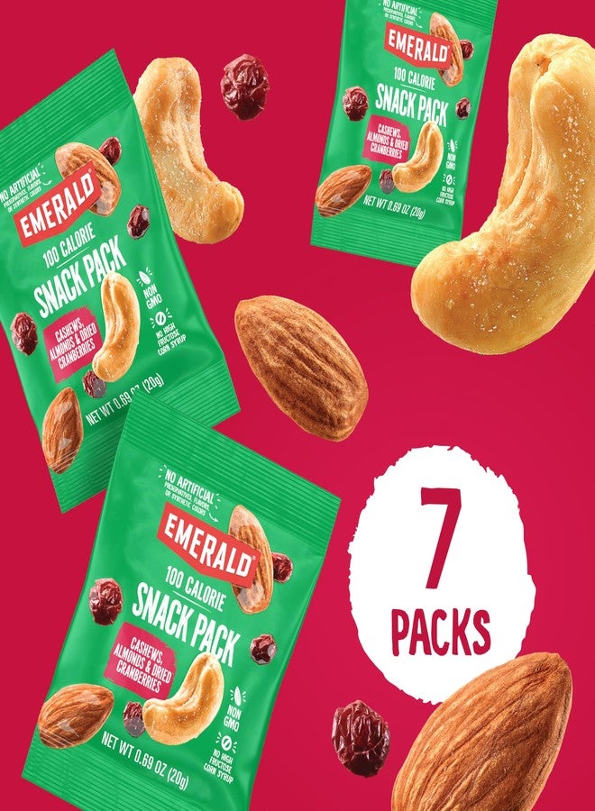 Emerald Nuts Cashews and Almonds with Dried Cranberries 7 Ct (1-Pack) | 100-Calorie Individual Packs of Nut Blend and Dried Fruit | Kosher Certified, Non-GMO, Contains No Artificial Preservatives, Flavors or Synthetic Colors - Image 3