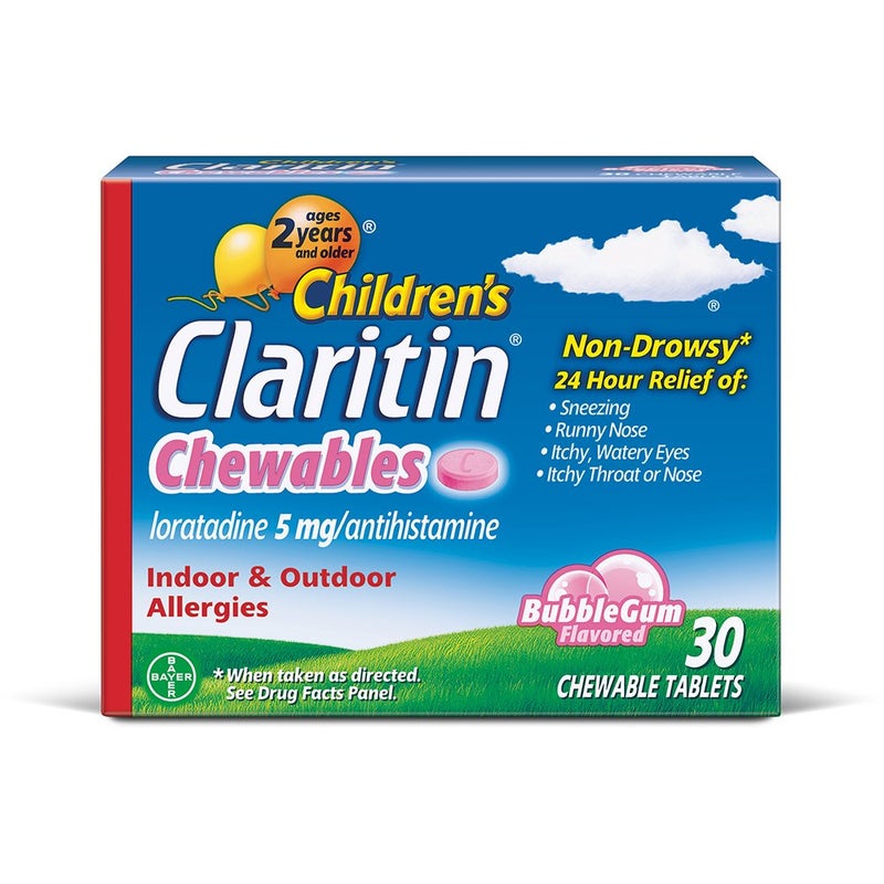 Claritin 24 Hour Allergy Chewables for Kids, Non Drowsy Allergy Relief, 30 Count - Image 1