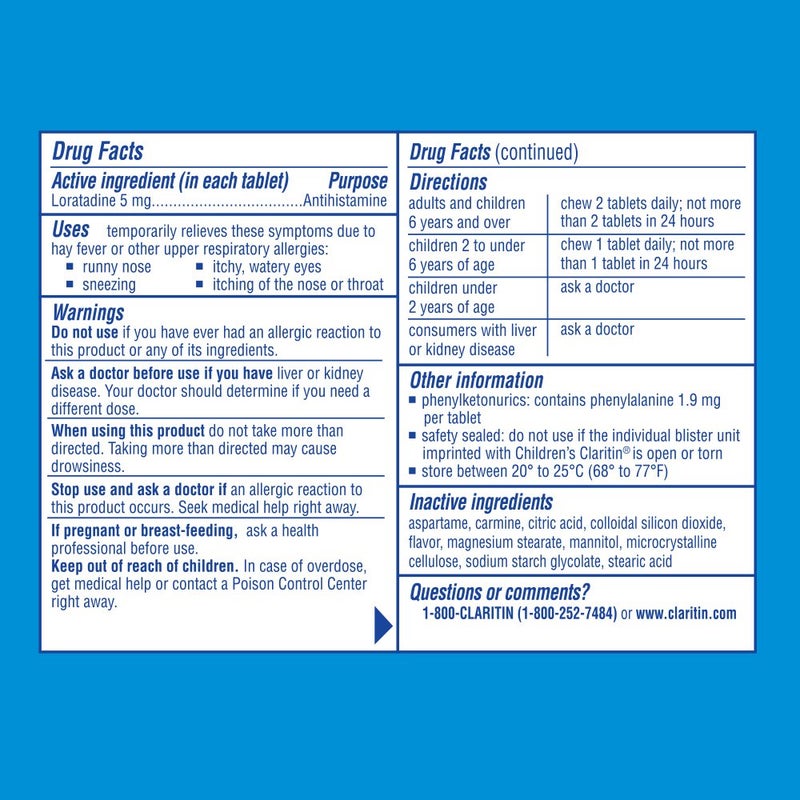 Claritin 24 Hour Allergy Chewables for Kids, Non Drowsy Allergy Relief, 30 Count - Image 2