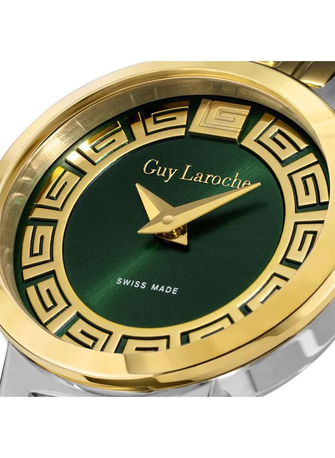 Guy Laroche Ariane 25mm Women's Swiss Quartz Watch with Green Dial & Two-tone Stainless Steel Bracelet