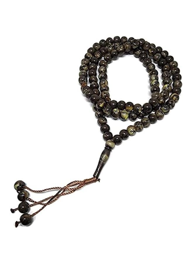 Islamic Prayer Beads with Engraved Names of Allah and Muhammad - AMN106 Two-String Tasbih with 99 Beads for Dhikr