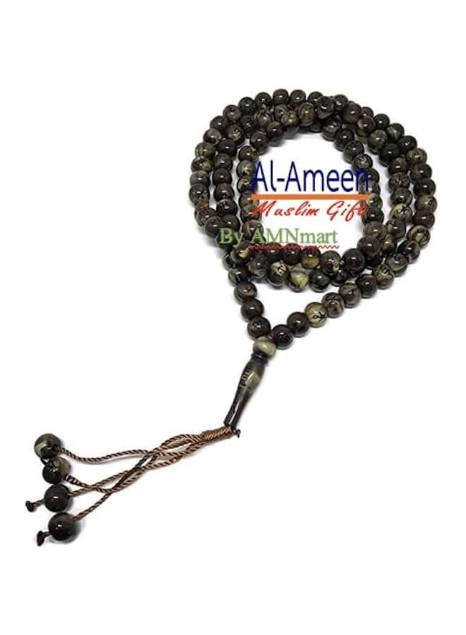 Islamic Prayer Beads with Engraved Names of Allah and Muhammad - AMN106 Two-String Tasbih with 99 Beads for Dhikr