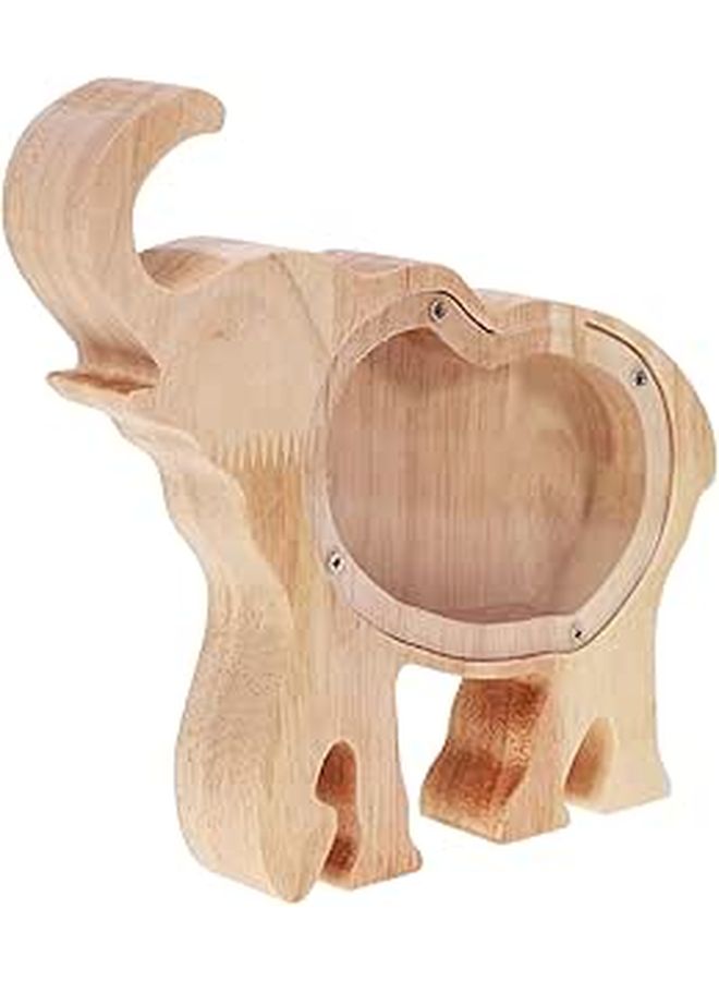 Wooden Elephant Money Box Desktop Coin Bank Animal Piggy Bank For Adults Gift - Image 1