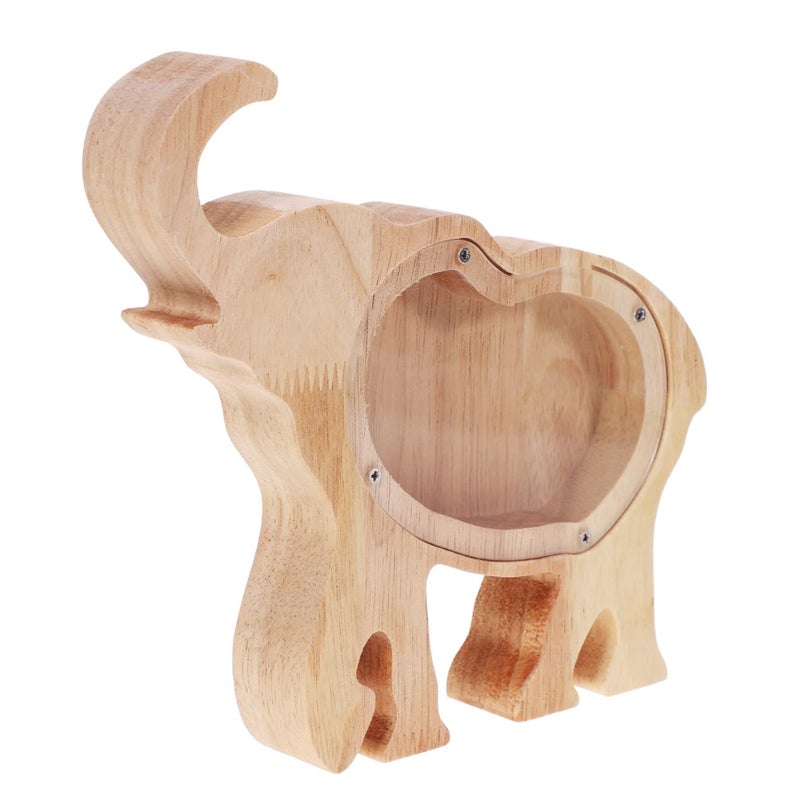 Wooden Elephant Money Box Desktop Coin Bank Animal Piggy Bank For Adults Gift - Image 2
