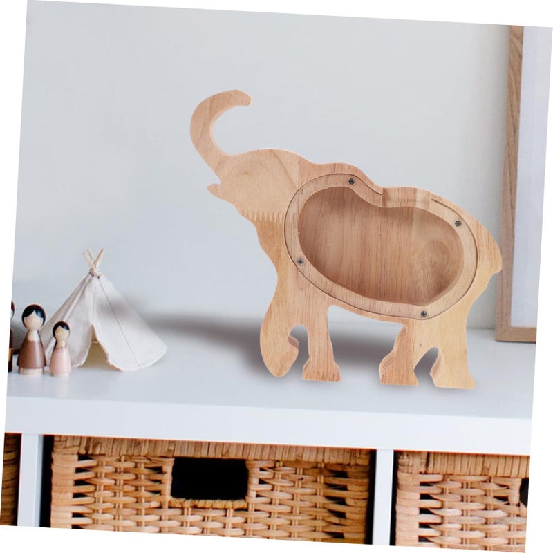Wooden Elephant Money Box Desktop Coin Bank Animal Piggy Bank For Adults Gift - Image 5