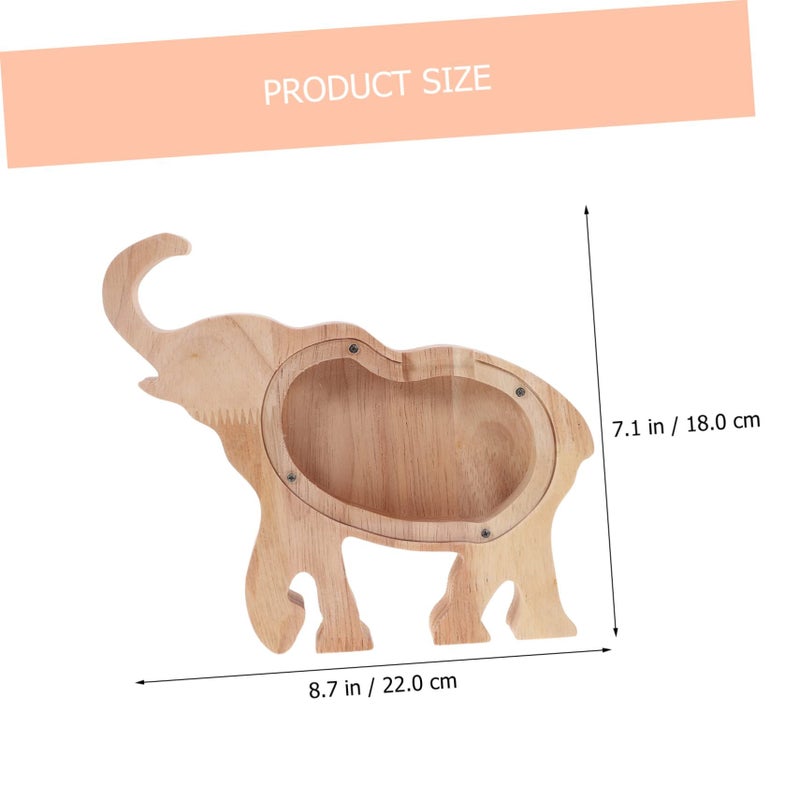 Wooden Elephant Money Box Desktop Coin Bank Animal Piggy Bank For Adults Gift - Image 3
