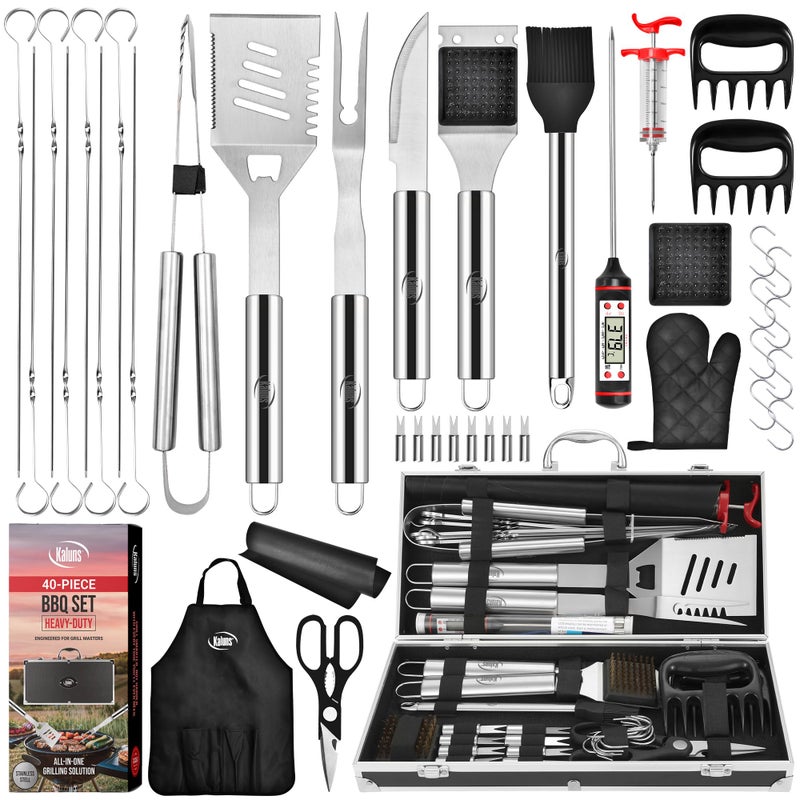 Kaluns BBQ Accessories, Complete Grill Set Dad Gifts for Fathers Day, 40 Pcs Premium Heavy Duty Stainless Steel Barbecue Grill Accessories for Outdoor Grill Gifts for Men - Image 1