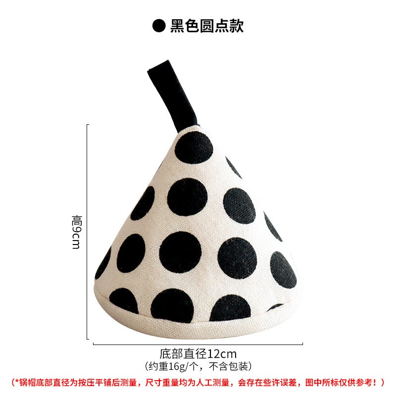 Japanese Style Triangle Pot Cover Grip Black dots 