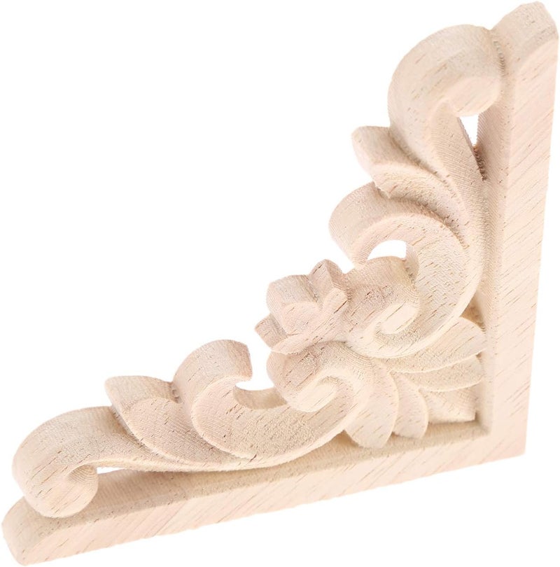 MUXSAM Furniture Applique, 8x8cm/3.15"x3.15", Wood Carved Corner Onlay Unpainted Frame Decal for Wall Cabinet Door Bed Dresser Mirror Decoration(4-Pack) - Image 5