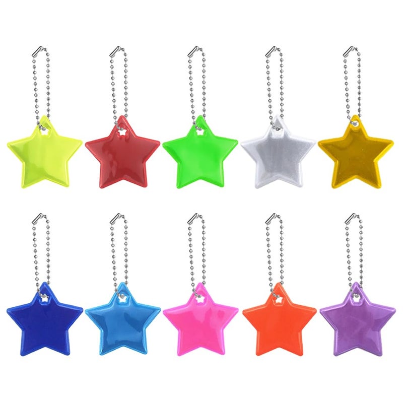 TRKETK 50 Pieces Reflective Pendant Safety Reflector Kids Star Shaped Reflective Labels Key Rings for Jackets, Backpack, Running, Cycling - Image 1