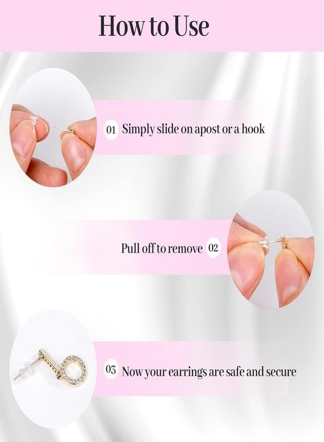 Dhruv Crafts Rubber Earring Backs Soft Clear Earring Backings for Studs Hypoallergenic Silicone Earrings Backs Stopper Replacement for Women (200 Pcs) - Image 2