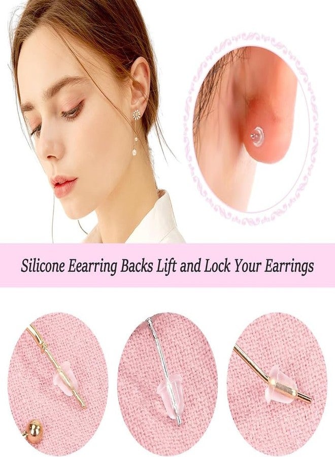Dhruv Crafts Rubber Earring Backs Soft Clear Earring Backings for Studs Hypoallergenic Silicone Earrings Backs Stopper Replacement for Women (200 Pcs) - Image 3