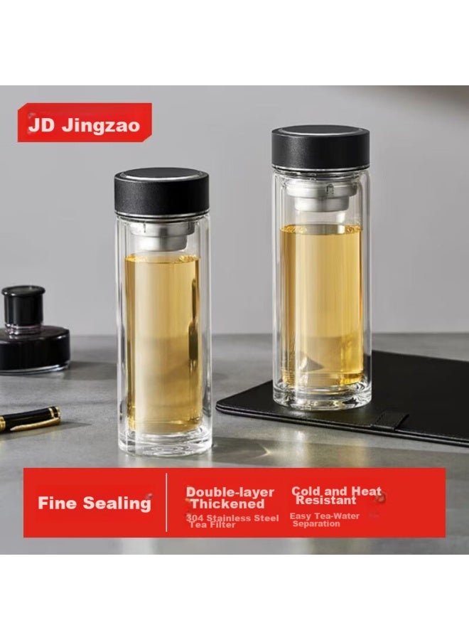 JD.com Jd Jingzao Double-Layer Insulated Glass Water Cup, Large Capacity Drinking Cup For Coffee, Beer, Milk, And Tea, 380Ml - Image 1