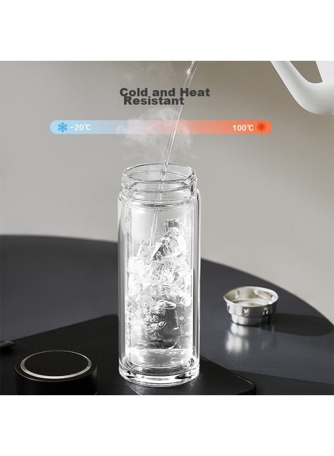 JD.com Jd Jingzao Double-Layer Insulated Glass Water Cup, Large Capacity Drinking Cup For Coffee, Beer, Milk, And Tea, 380Ml - Image 3