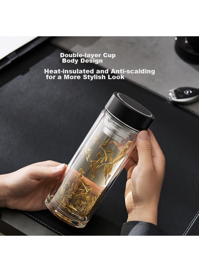 JD.com Jd Jingzao Double-Layer Insulated Glass Water Cup, Large Capacity Drinking Cup For Coffee, Beer, Milk, And Tea, 380Ml - Image 2