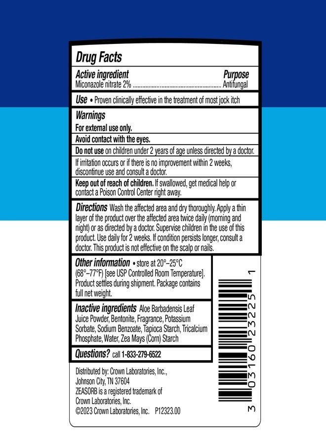 Zeasorb بودرة زيازورب فائقة الامتصاص لعلاج الفطريات لالتهاب الفخذ، موصى بها من قبل أطباء الجلد، تهاجم وتمتص الرطوبة، تقنية تحكم في الروائح مسجلة ببراءة اختراع، مع طين البنتونيت والألوة، زجاجة 2.5 أونصة - Image 3