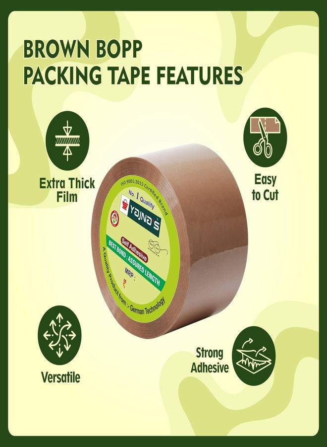 YAJNAS BOPP Packaging Tape | 48 mm x 65 Meter (2 Inch x 65 Meter) | Packing Tape Rolls, Heavy Duty Tape, Cello Tape for Packaging, Decorating & DIY- 50 Micron, Brown, Pack of 3 - Image 3