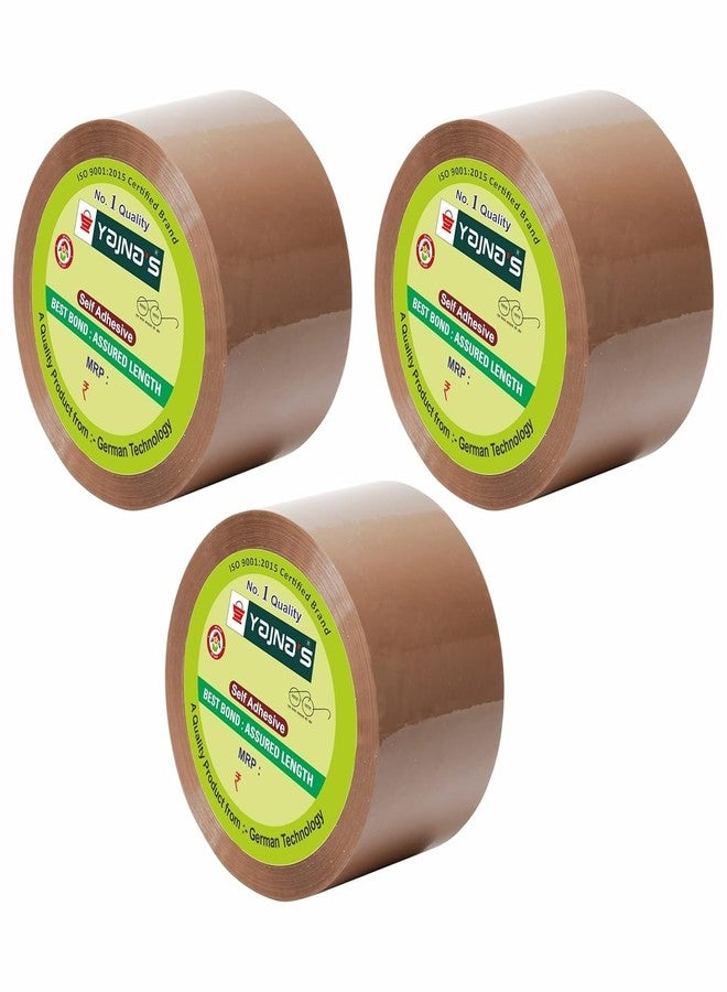 YAJNAS BOPP Packaging Tape | 48 mm x 65 Meter (2 Inch x 65 Meter) | Packing Tape Rolls, Heavy Duty Tape, Cello Tape for Packaging, Decorating & DIY- 50 Micron, Brown, Pack of 3 - Image 1
