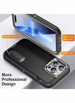 Generic 3 in 1 Kickstand Phone Case for iPhone 15 Pro Max  Grade Drop Protection Shockproof Heavy Duty Case with Screen Protector Cover  - Image 4