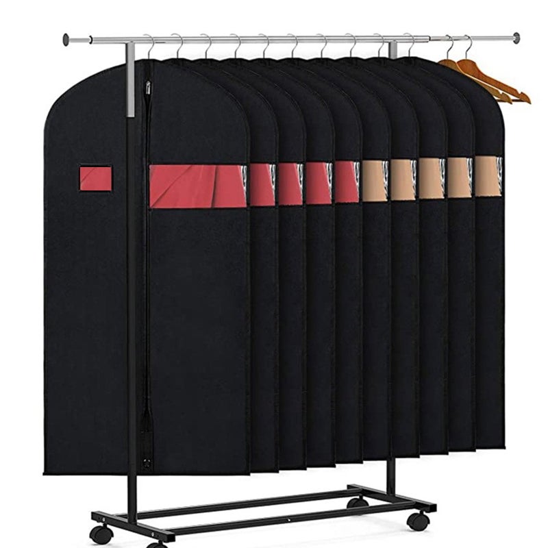 Hanging clothes storage bag wardrobe travel dual-use folding suit skirt hanging bag Black 110*60cm - Image 4