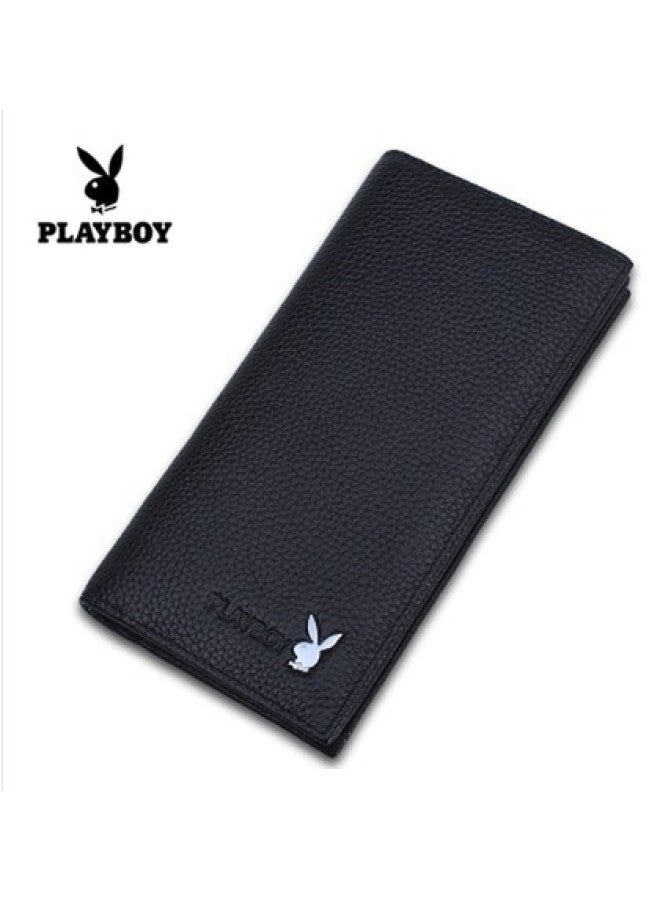 Men's Wallet - Bifold Design Leather Wallet Coin Pocket - Stylish Practical Accessory For Everyday Use-Color:Long Edging Black Hardware